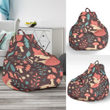 Fox Leaves Mushroom Pattern Bean Bag Cover