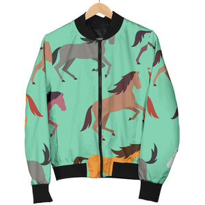 Colorful Horses Pattern Women'S Bomber Jacket