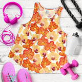 Orange yellow orchid flower pattern background Women Racerback Tank Top