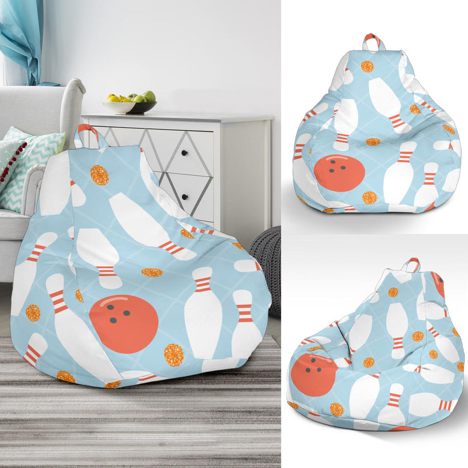 Bowling Ball Bowling Pins Blue Blackground Bean Bag Cover