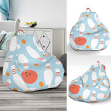 Bowling Ball Bowling Pins Blue Blackground Bean Bag Cover
