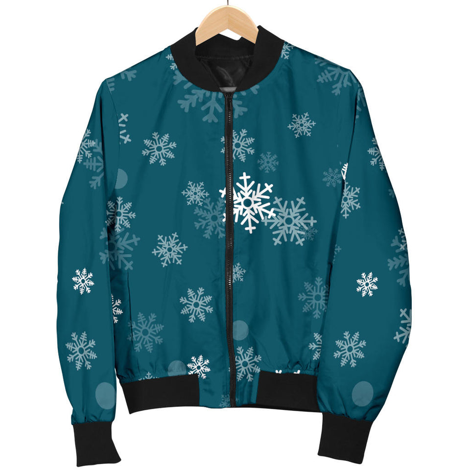 Snowflake Pattern Dark Background Men'S Bomber Jacket