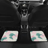 Pink Lotus Waterlily Leaves Pattern Front And Back Car Mats