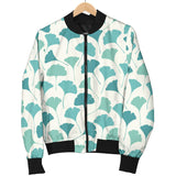 Green Ginkgo Leaves Pattern Women'S Bomber Jacket