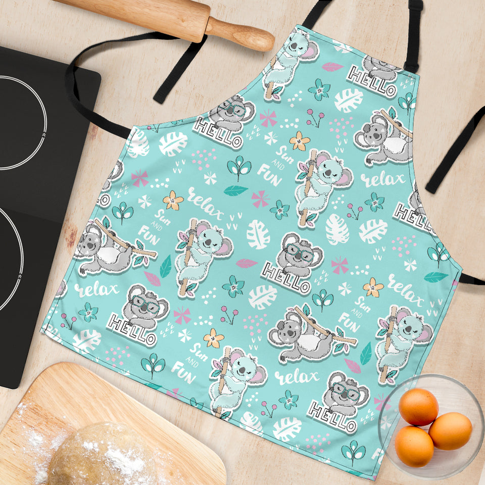 Cute Koalas Blue Background Pattern Adjustable Apron