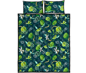 Lime ice flower pattern Quilt Bed Set