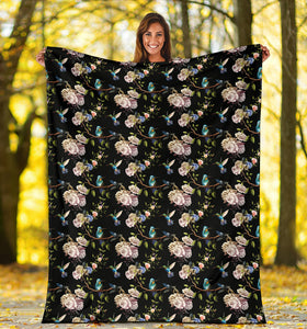 Hummingbird Pattern Print Design 03 Premium Blanket