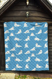 Cute Sea Lion Seal Pattern Background Premium Quilt