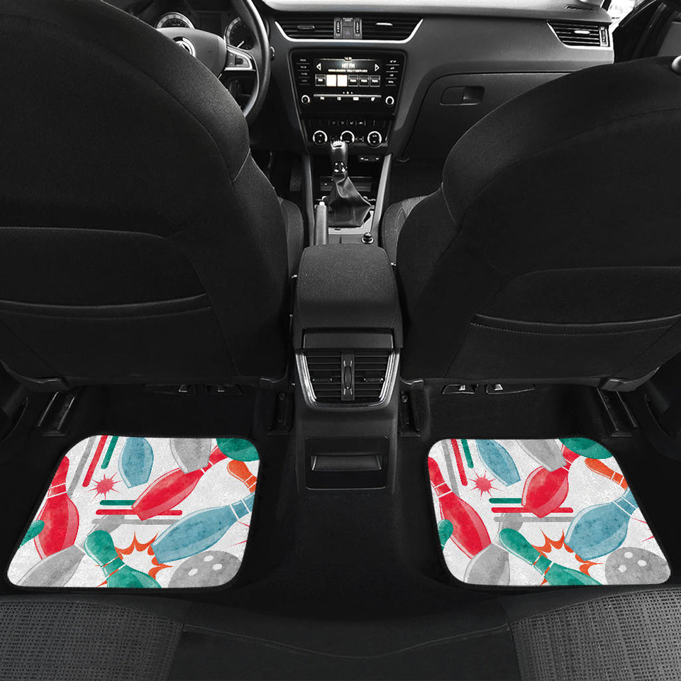 Watercolor Bowling Pattern Front And Back Car Mats