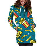 French Fries Red Paper Box Pattern Women'S Hoodie Dress