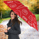 Sushi Pattern Red Background Umbrella