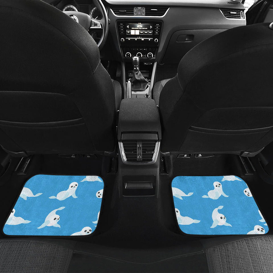 Cute Sea Lion Seal Pattern Background Front And Back Car Mats