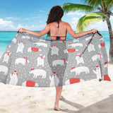 Cute Polar Bear Christmas Snow Pattern Sarong