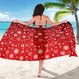 Snowflake Pattern Red Background Sarong