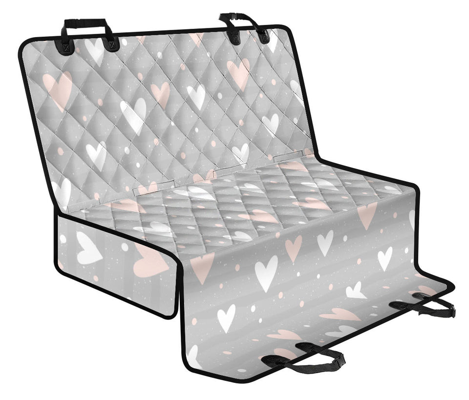 Heart Pattern Gray Background Dog Car Seat Covers