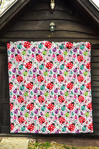 Ladybug Pattern Print Design 03 Premium Quilt