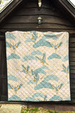 Bonsai Bamboo Stork Japanese Pattern Cream Theme Premium Quilt