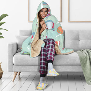 Hot Air Balloon Design Pattern Hooded Blanket