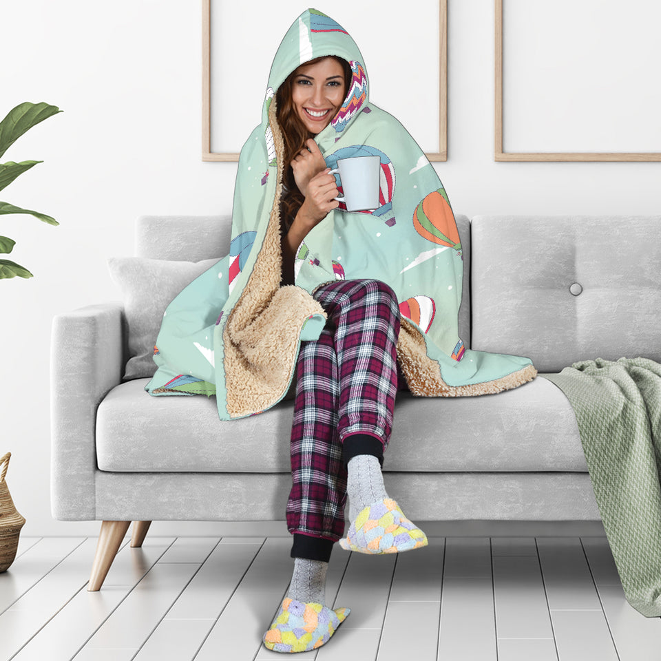 Hot Air Balloon Design Pattern Hooded Blanket