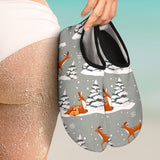 Beautiful Deers Winter Christmas Aqua Shoes