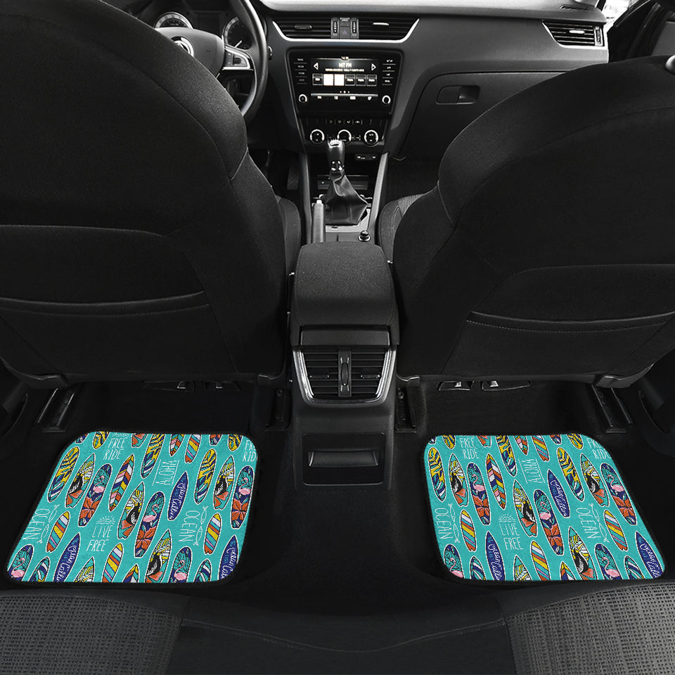 Surfboard Pattern Print Design 05 Front and Back Car Mats