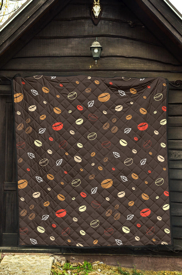 Coffee Bean Leave Pattern Premium Quilt