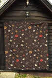 Coffee Bean Leave Pattern Premium Quilt