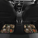 Skull Rose Humming Bird Flower Pattern Front And Back Car Mats
