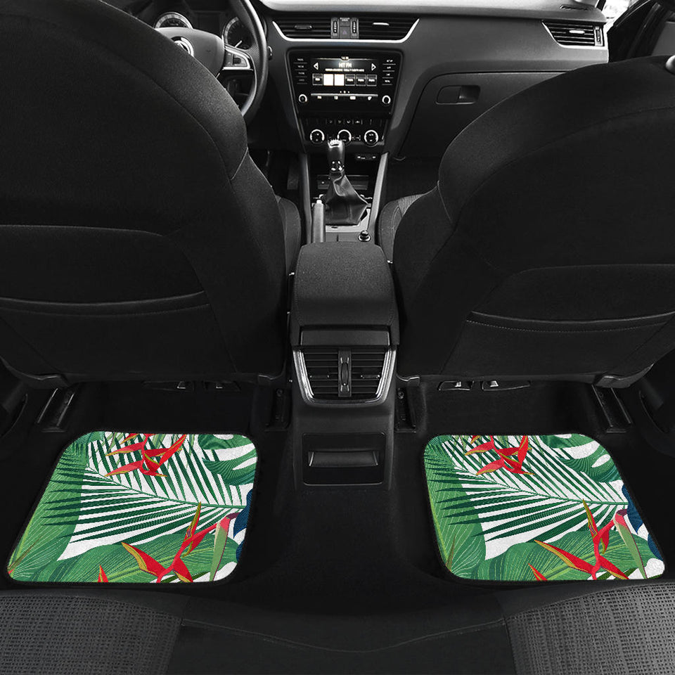 Heliconia Palm And Monstera  Leaves Pattern Front And Back Car Mats