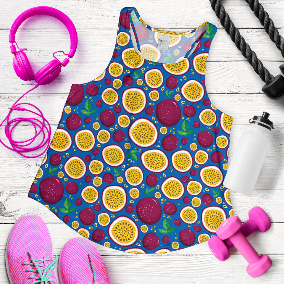 Passion fruit blue background Women Racerback Tank Top