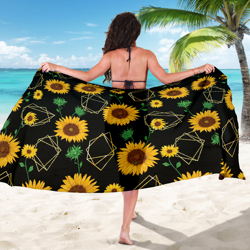 Sunflower Golden Polygonal Shapes Sarong