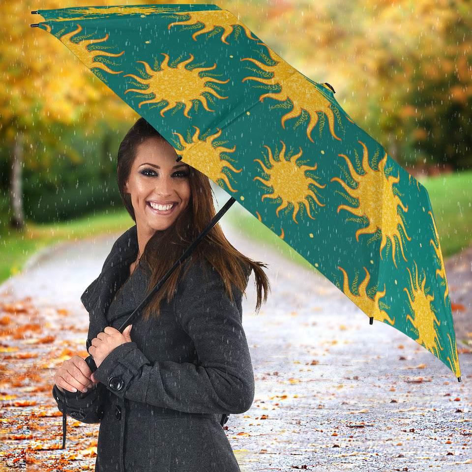 Sun Green Background Umbrella