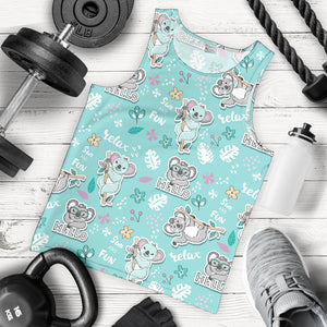 Cute koalas blue background pattern Men Tank Top