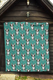 Hand Drawn Boston Terrier Dog Pattern Premium Quilt