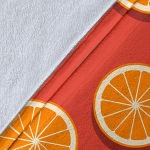 Oranges Pattern Red Background Premium Blanket