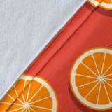 Oranges Pattern Red Background Premium Blanket