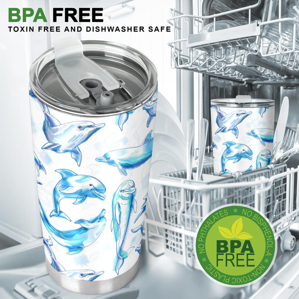 Watercolor Dolphin Pattern Tumbler