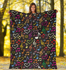 Music Notes Pattern Print Design 02 Premium Blanket