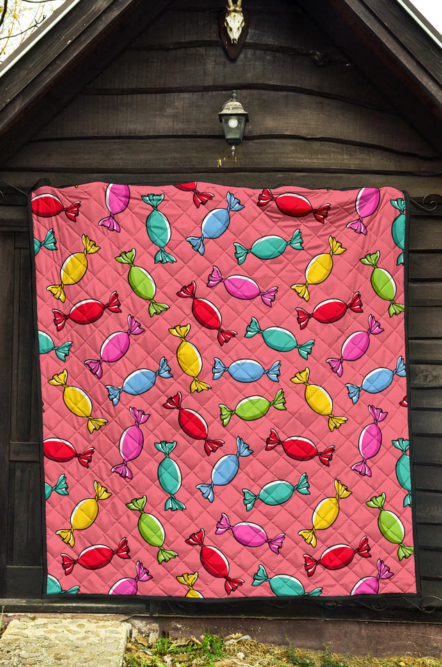 Colorful Wrapped Candy Pattern Premium Quilt
