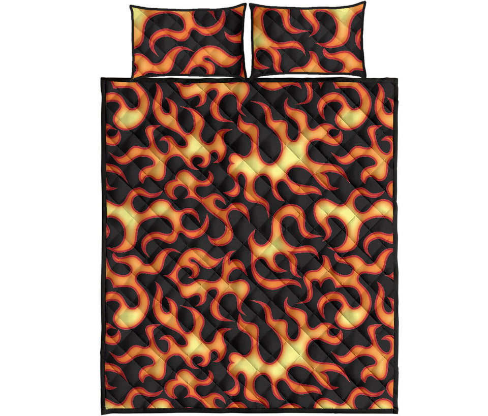 Fire flame dark pattern Quilt Bed Set