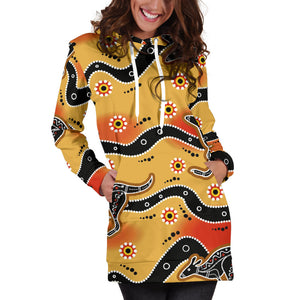 Kangaroo Australian Aboriginal Art Pattern Women'S Hoodie Dress