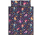 beautiful mermaid Fish jellyfish algae other marine world Quilt Bed Set