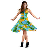 Banana Leaves Banana Design Pattern Sleeveless Midi Dress