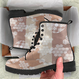 Beautiful Hexagon Japanese  Pattern Leather Boots