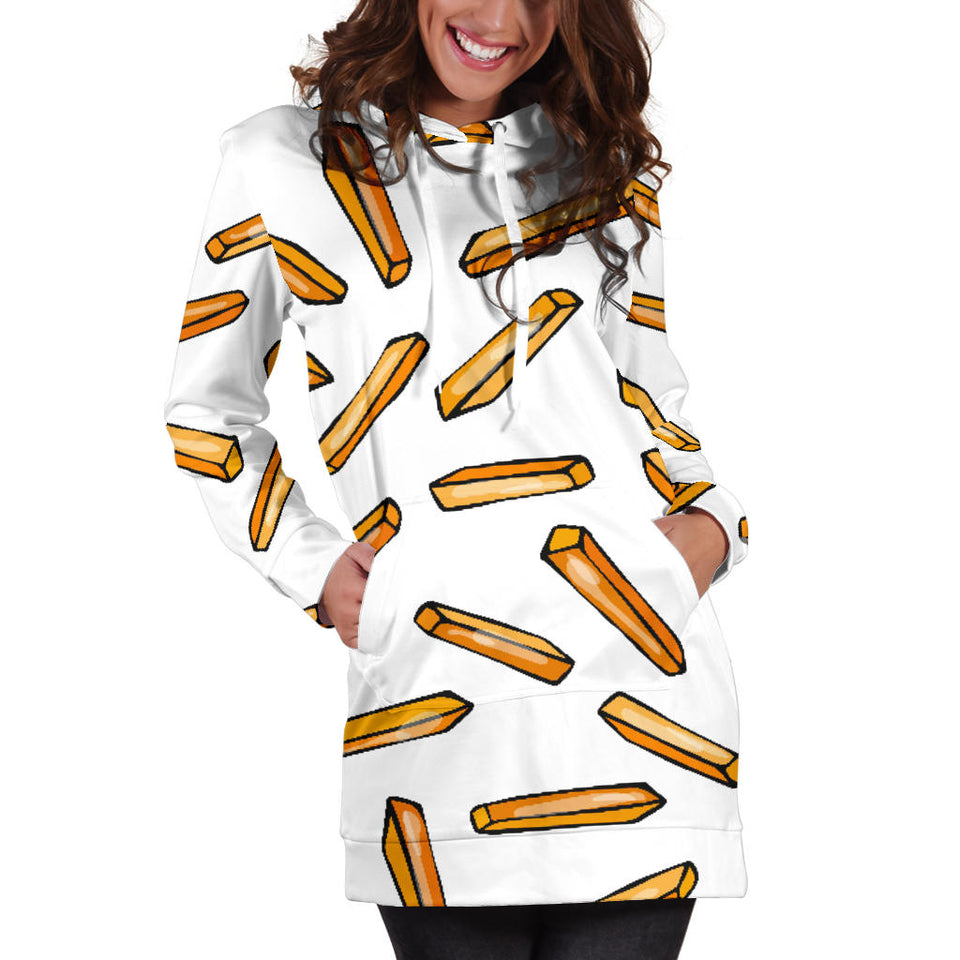 French Fries Potato Pattern Women'S Hoodie Dress