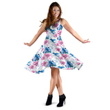 Hummingbird Pattern Print Design 02 Sleeveless Midi Dress