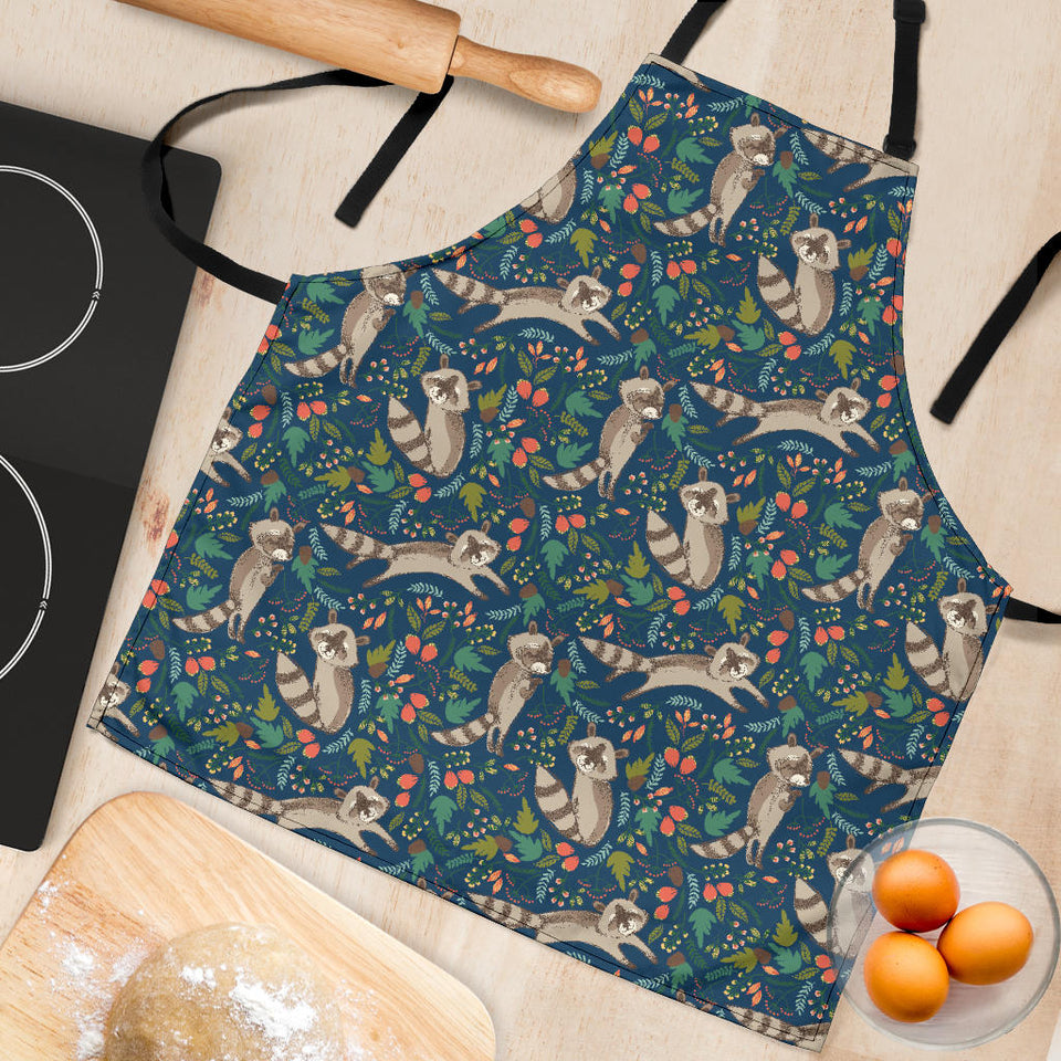 Raccoon Tropical Leaves Pattern Adjustable Apron