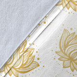 Gold Ornamental Lotue Waterlily Symbol Pattern Premium Blanket