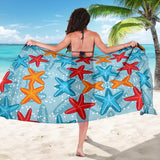 Blue Red Orange Starfish Pattern Sarong