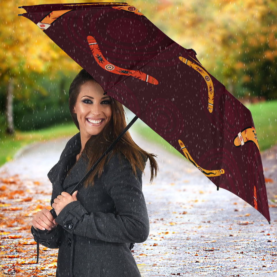 Boomerang Australian Aboriginal Ornament Circle Black Background Umbrella
